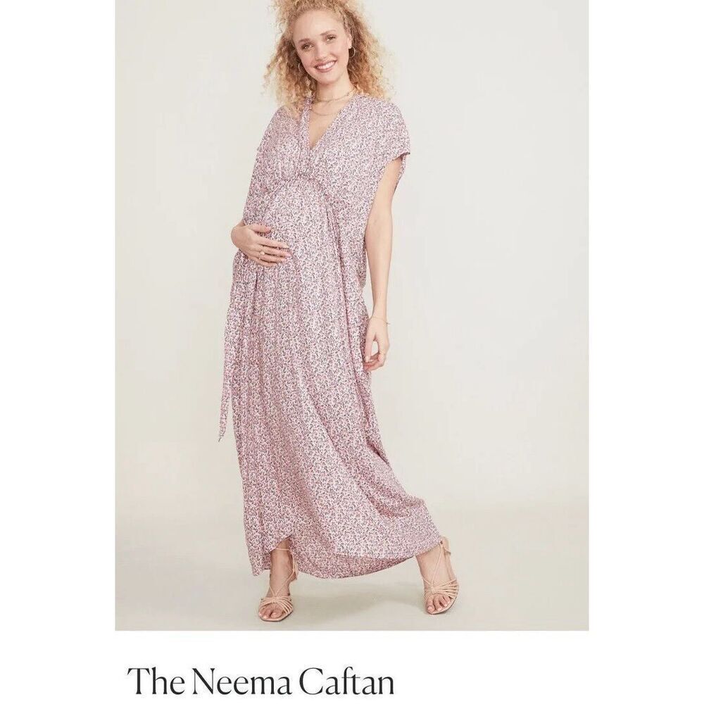 Hatch Multicolor Maternity The Neema Caftan Wildflower Ditsy Maxi Dress Size 1